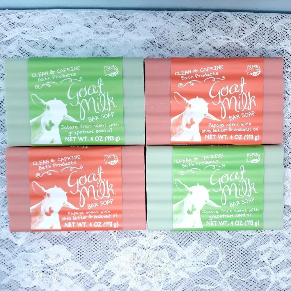 6 Goat Milk Bar Soap Clean Caprine Simply Be Well Jabara Fruit Papaya red green